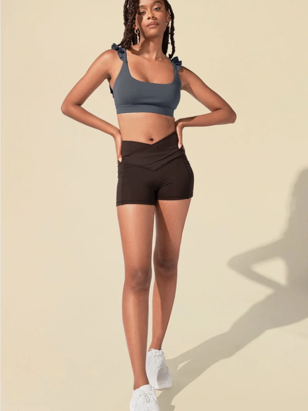NWT POPFLEX - crisscross hourglass booty shorts with pockets in black Size XXS